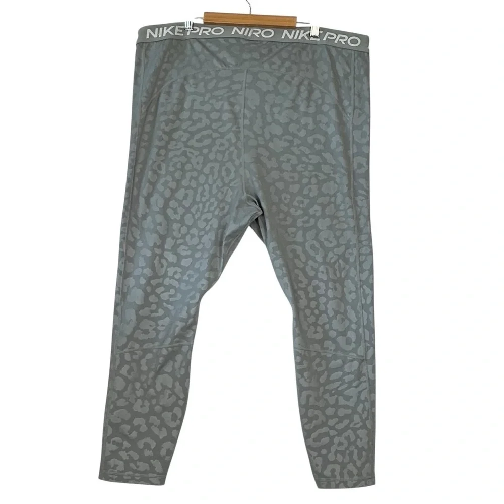 Nike Pro Plus HR All Over Print Tights Grey/Grey DM3988-073 Women's Size 3X